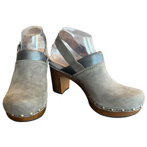 Dansko Womens Dell Clogs 38 Green Nubuck Leather Slingback